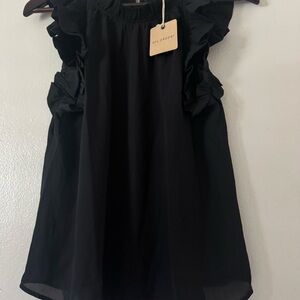 Blu Pepper Black Ruffle Sleeve Tunic Top